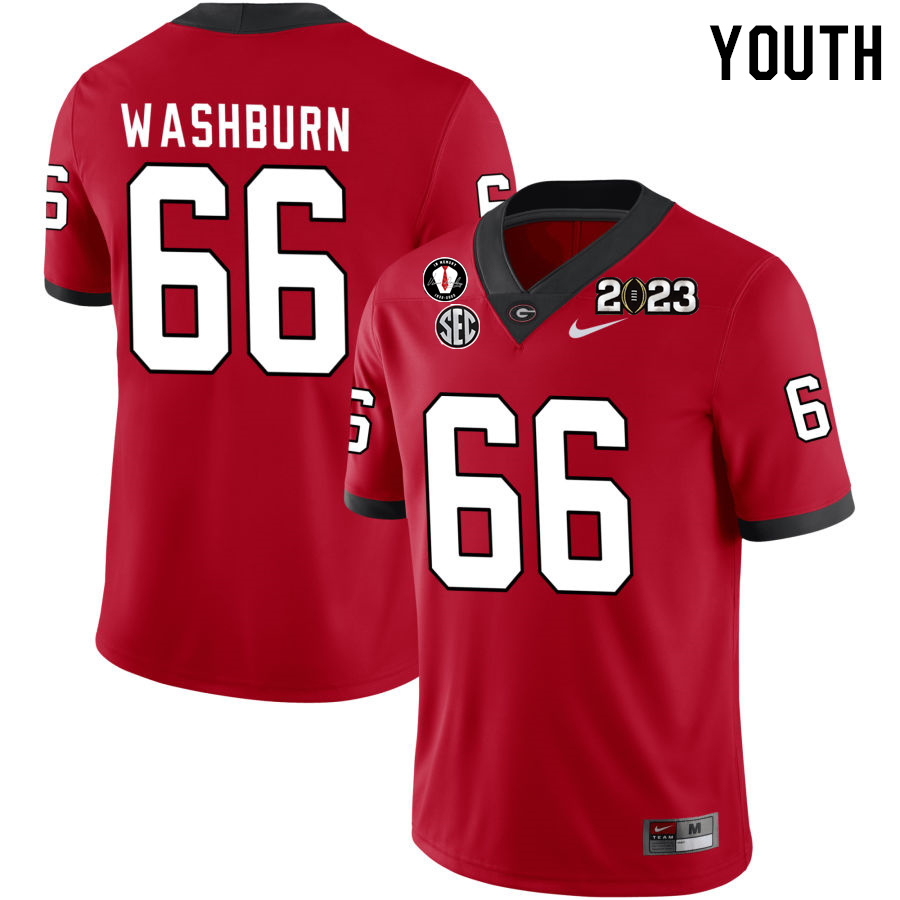 Georgia Bulldogs Youth Jonathan Washburn #66 Red 2022-23 CTP National Championship Stitched College UGA Football Jersey 23YF012MI